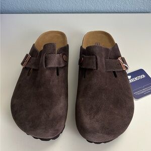 Mocha Suede Boston Birkenstocks Clogs - EU 37